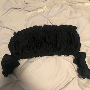 Sleeve ruffle bikini top